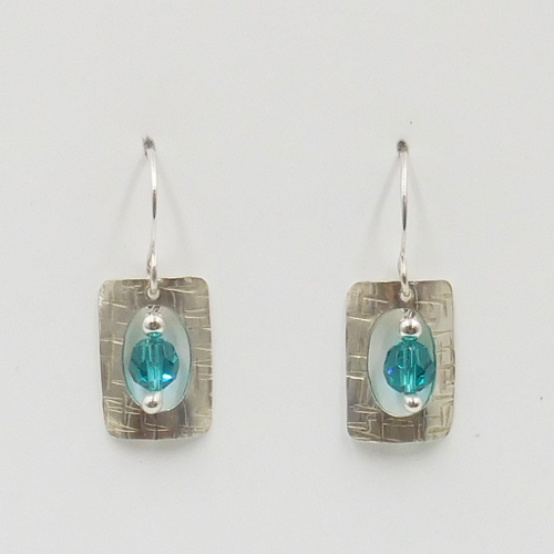 Click to view detail for DKC-2021 Earrings, Squares with Turq. Murano Glass $75